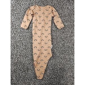Miracle Baby Sz 0-6M Knotted One Piece Long Sleeve Outfit Rainbow Baby Beige